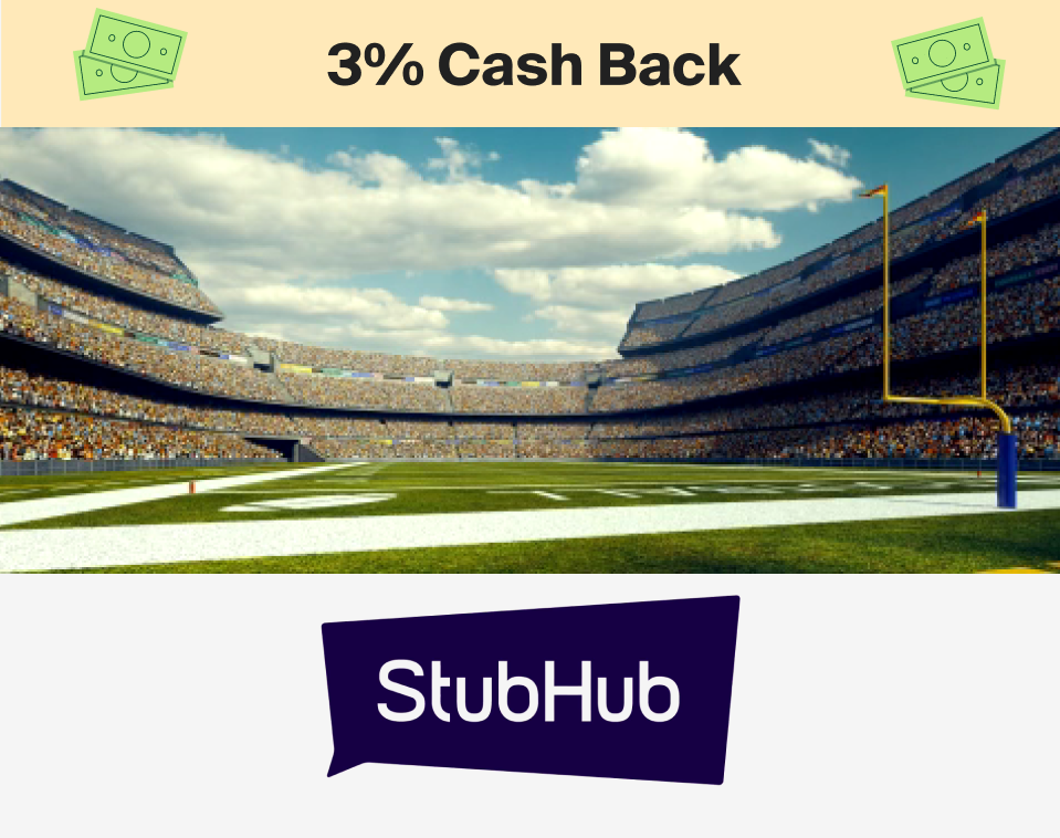 StubHub 3% Cash Back