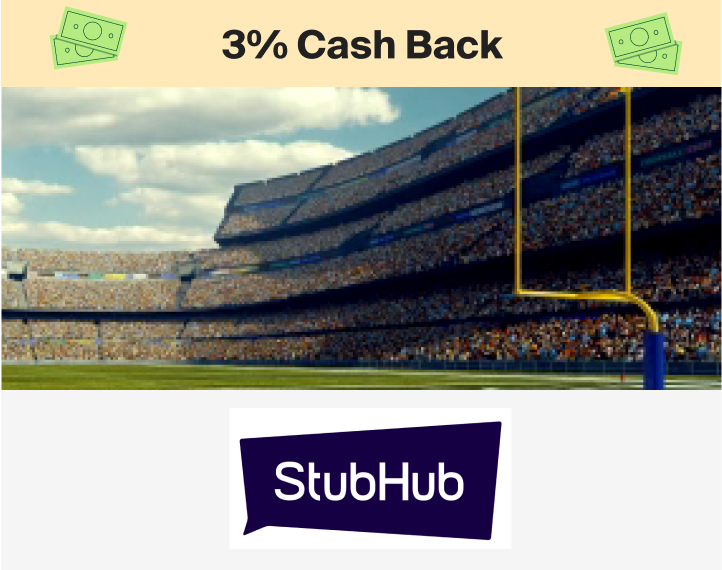 StubHub 3% Cash Back