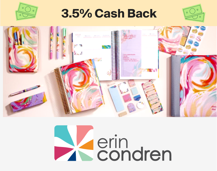 Erin Condren 3.5% Cash Back