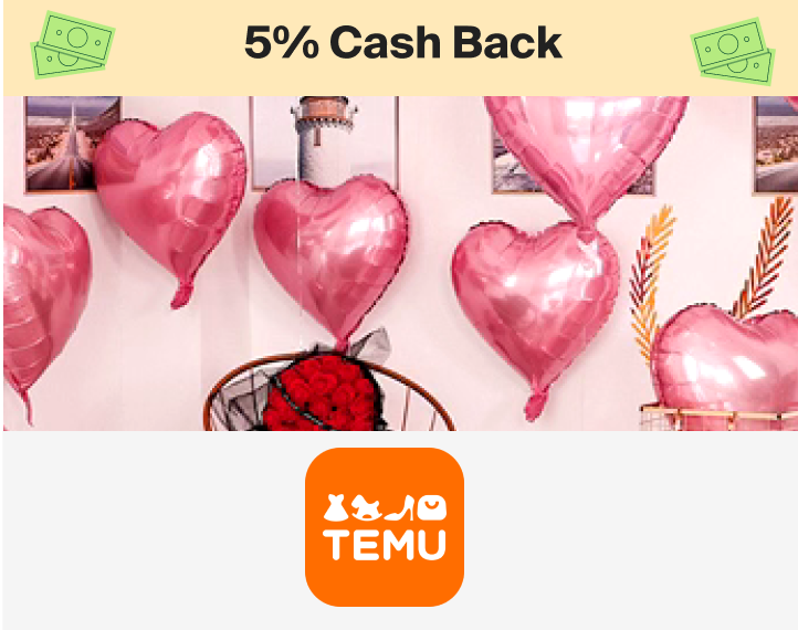 Temu 5% Cash Back